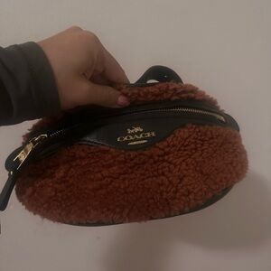 Coach Sherpa Crossbody Bag in Rust and Black